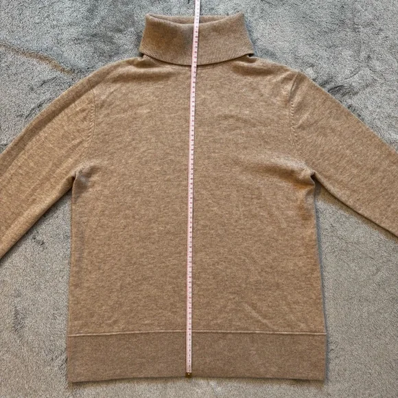 Bleu Gray Merino Wool (70%) & Cashmere (30%) Turtleneck Sweater - Camel Tan - M - Picture 5 of 10